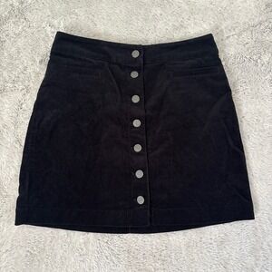 Aritzia Wilfred Free Black Corduroy Button Front A-Line Mini Skirt 
Wmn 8